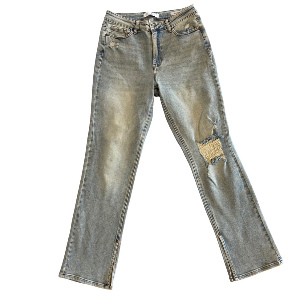 Judy Blue High Rise Straight Leg Distressed Light Wash Jeans JB88511 Size 11/30